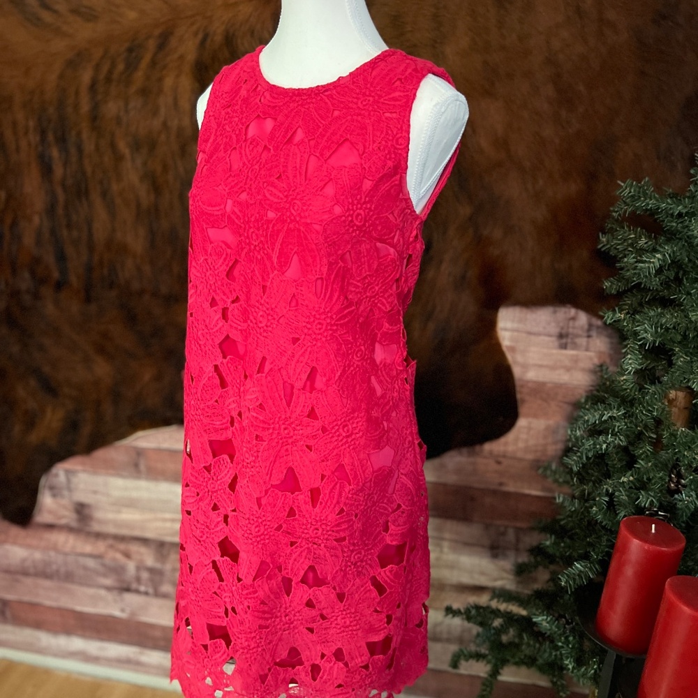 Hot Pink Miami Lace cutout dress